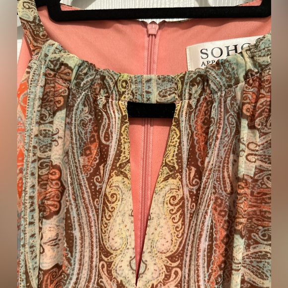 Soho Apparel Boho Maxi Dress Size 8 Orange Paisley Sleeveless - Picture 2 of 13